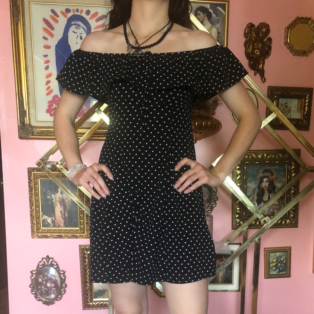 Black and white polka dot dress